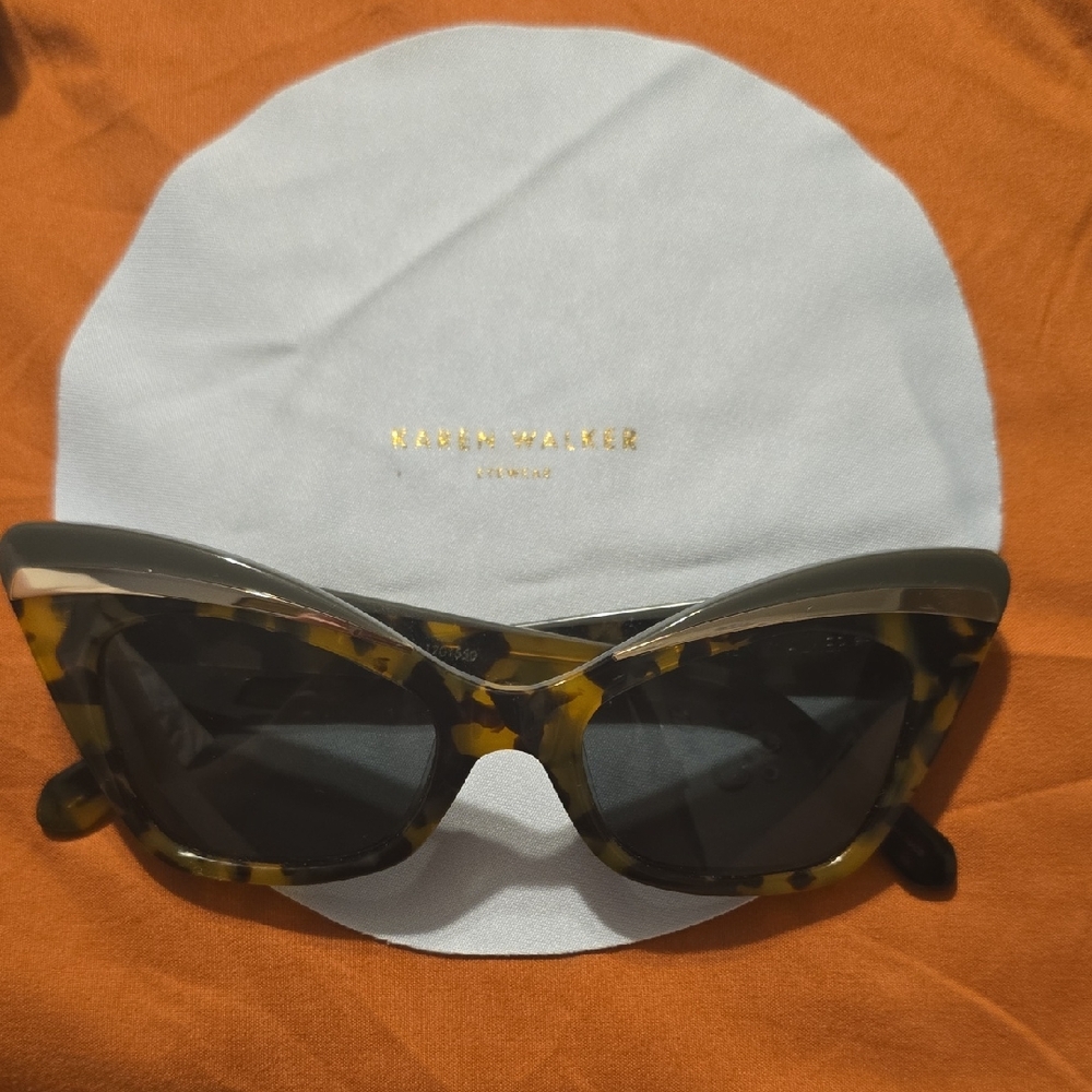 Karen Walker Black and Tortoiseshell Cateye Sunglasses